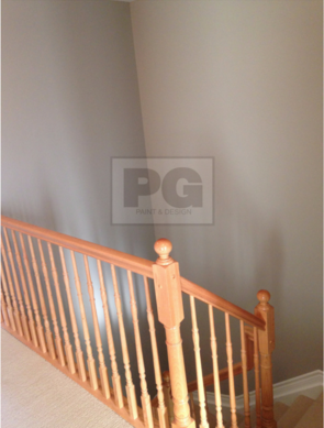 interior painting of high ceilings and stairway by PG PAINT & DESIGN painters