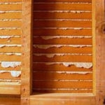 interior walls of a house with wooden slats