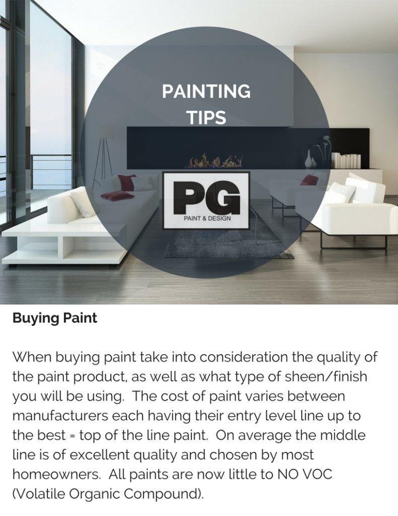 tips on cost of buying paint for a house painting project from PG PAINT & DESIGN painters in Ottawa