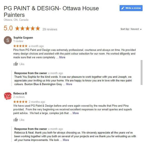reviews for painters in Ottawa PG PAINT & DESIGN
