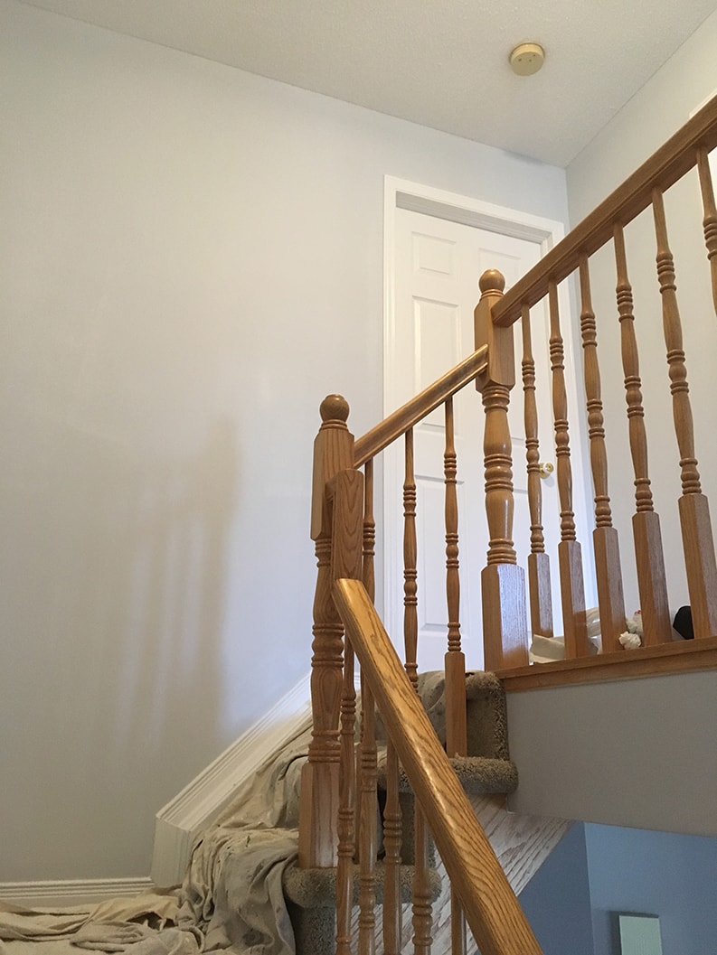 interior painting of stairway in Orleans, Ontario house by painters in Ottawa PG PAINT & DESIGN 